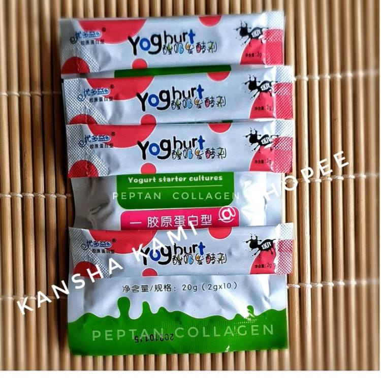 

Grosiran Yogurt Starter/Starter Culture /Bibit Yogurt yang ber Kolagen isi 1 sachet 2 gram