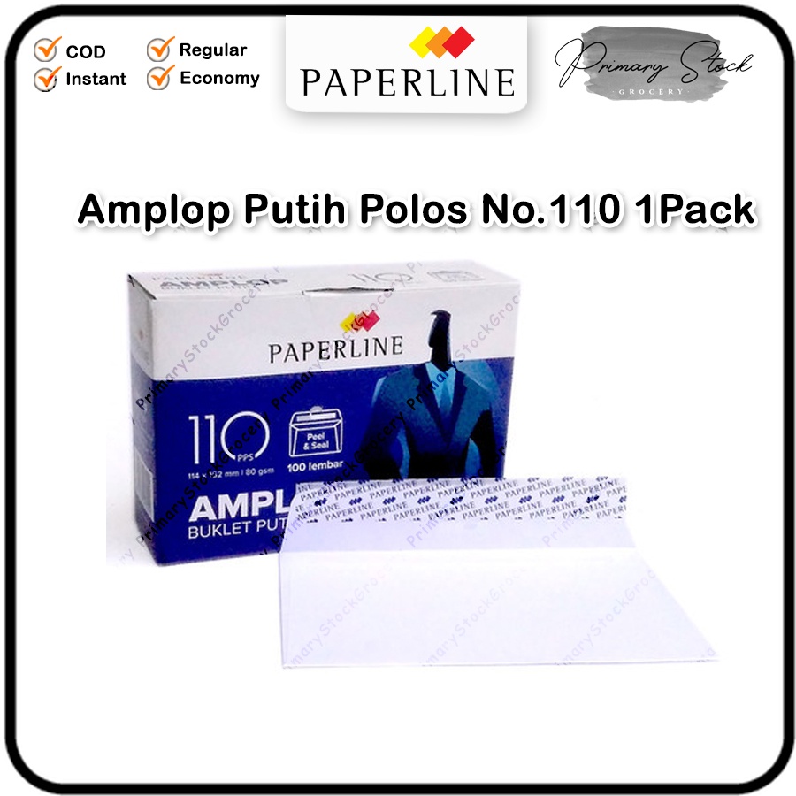 

Amplop Putih Polos Panjang Paperline Perekat Besar Papperline Sedang NO 110 isi 100 Lembar