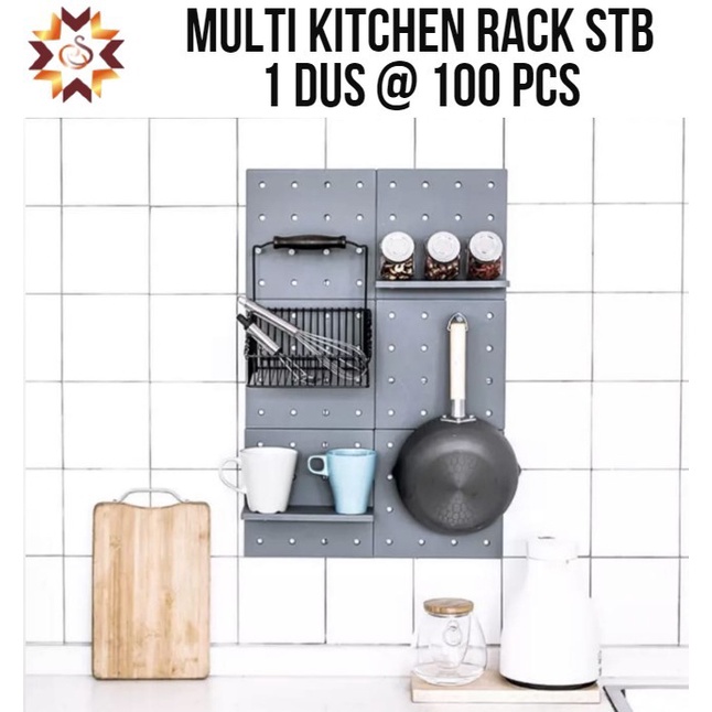 Rak Tempat Alat Dapur Alat Masak Gantungan Botol Bumbu Wajan Multi Kitchen Rack STB