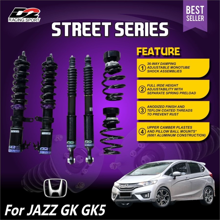 Aksesoris Suspensi Shockbreaker Coilover Untuk Harian D2 Racing STREET coilover New jazz GK5 '15+
