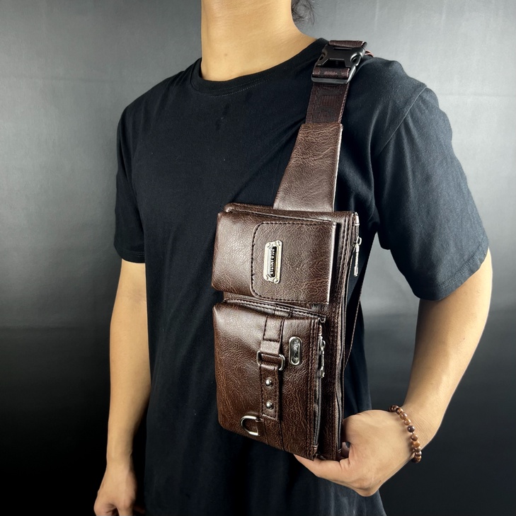 Waist Bag Tas Pinggang Kulit PU Leather Polo Amstar Tas Selempang Terbaru Waterproof