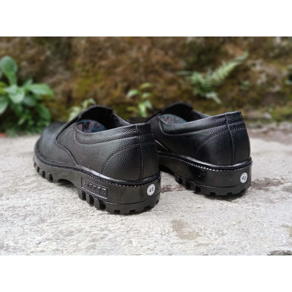 Sepatu Safety Pria King Slip On Karet Kulit Asli