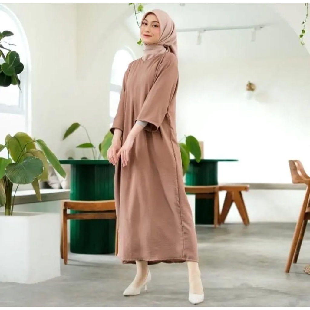 ZEA LONG DRESS TANGAN 3/4 CRINKLE AIRFLOW BUSUI
