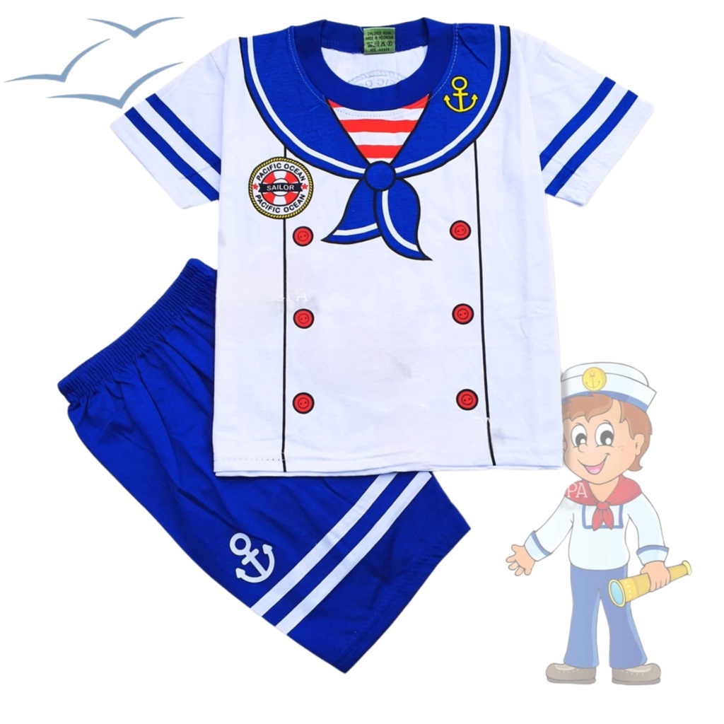 SETELAN BAJU ANAK SAILOR MAN ANGKATAN LAUT UNTUK ANAK 2-10 TAHUN KE280