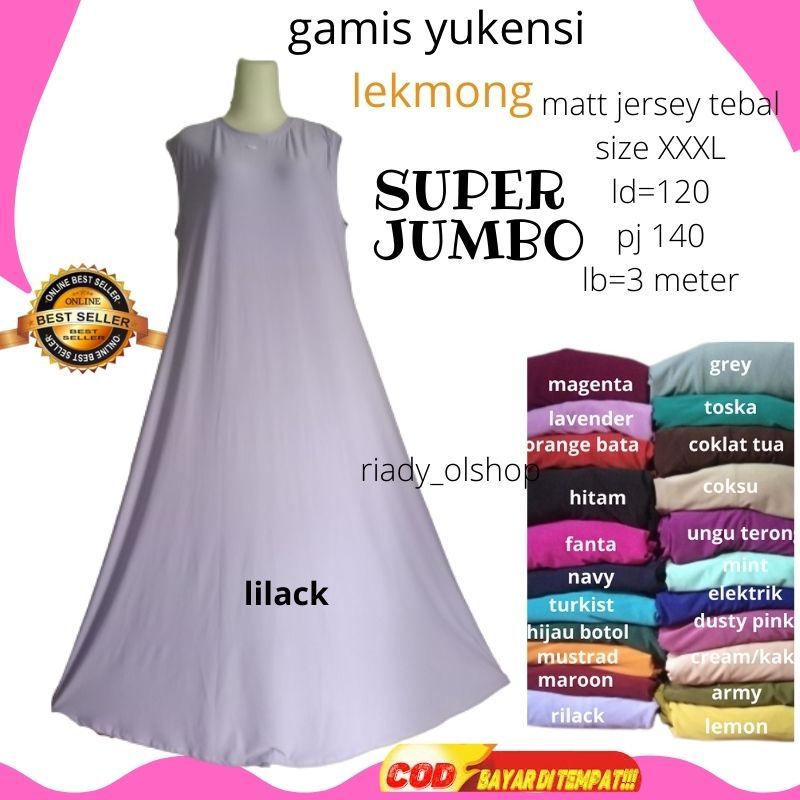 gamis yukensi/lekmong/inner jumbo xxxl polos
