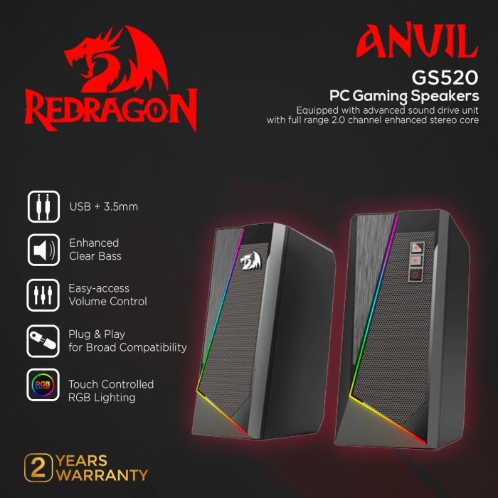 Speaker Redragon Gaming Speaker Rgb Anvil - Gs520