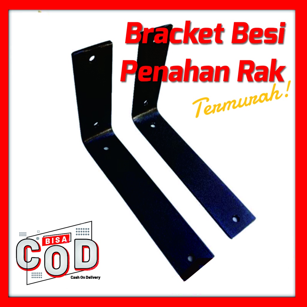 SIKU BESI Dinding Bracket Penahan Rak Gantung | Rak Siku Papan Ambalan | Besi Siku L Tempel Dinding 