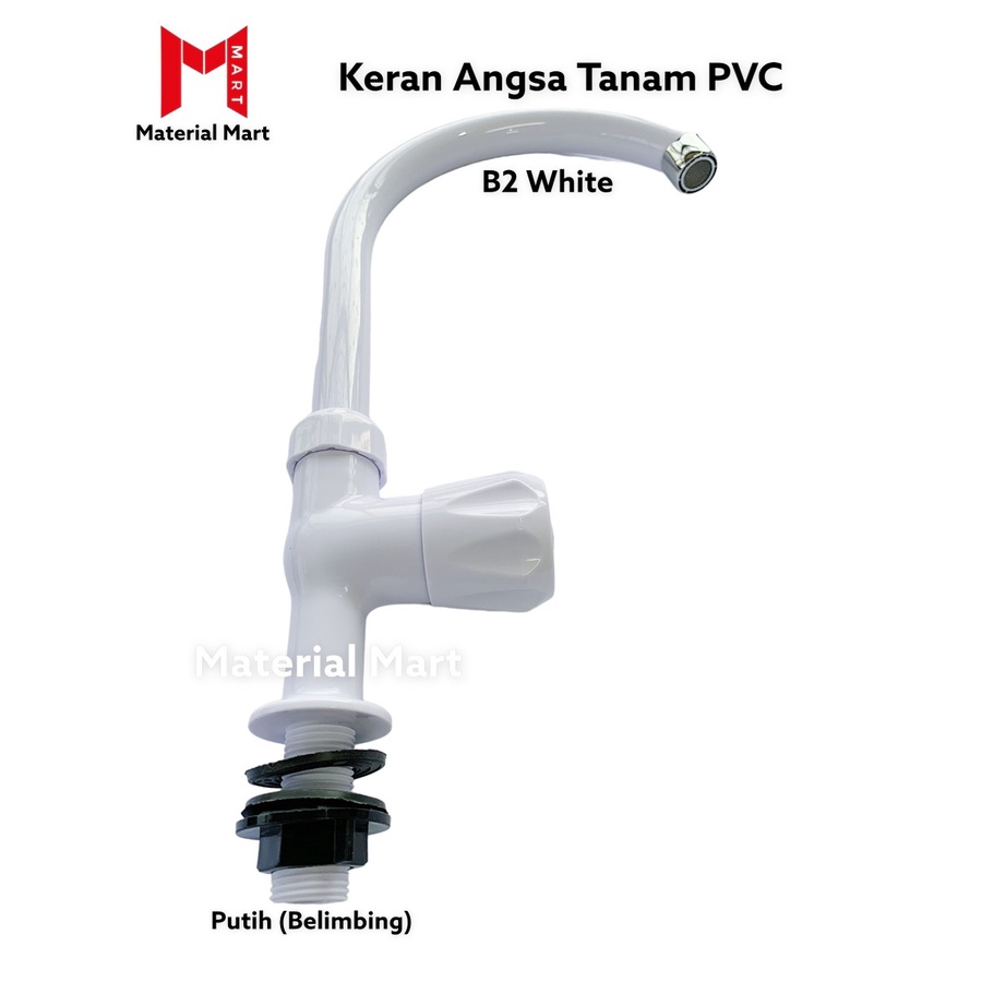 Keran Angsa Tanam PVC | Kran Air Bak Cuci Piring | Kran Plastik Duduk | Material Mart