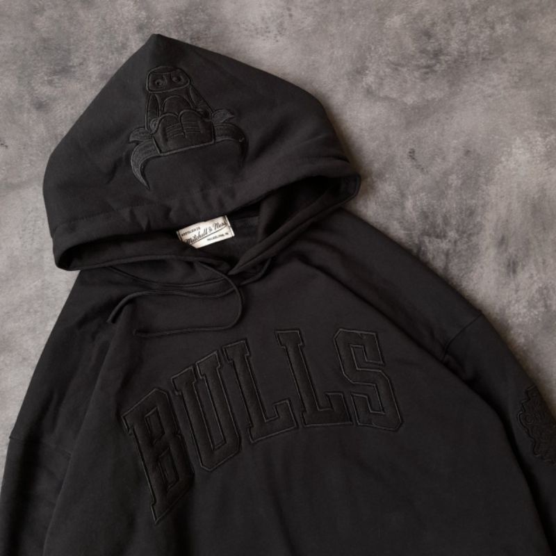 HOODIE CHICAGO BULLS BLACK BORDIR FULL TAG LABEL