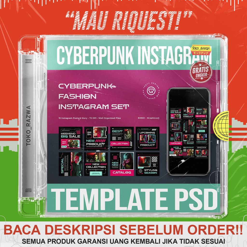 Template PSD - 15 Fashion Cyberpunk Instagram Pack