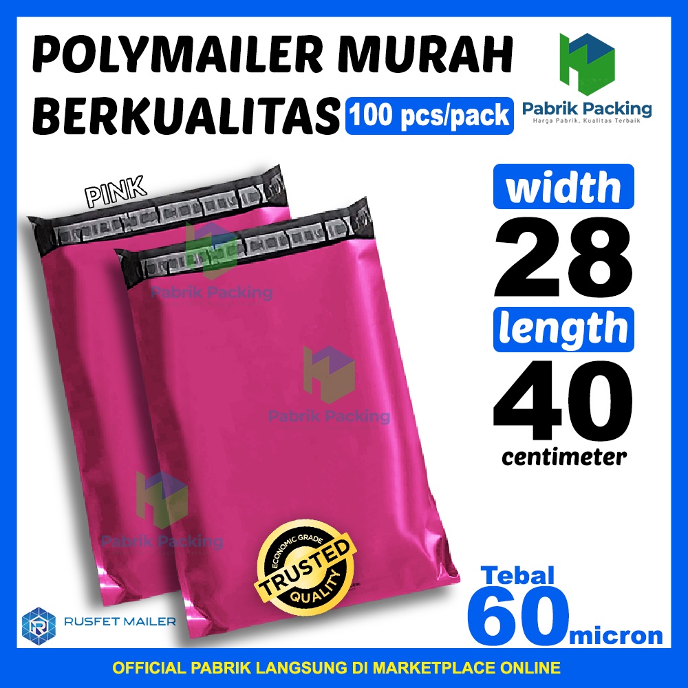 

Polymailer Ekonomis / Plastik Packing Online Shop Pink Murah Size 28x40cm Per Pack