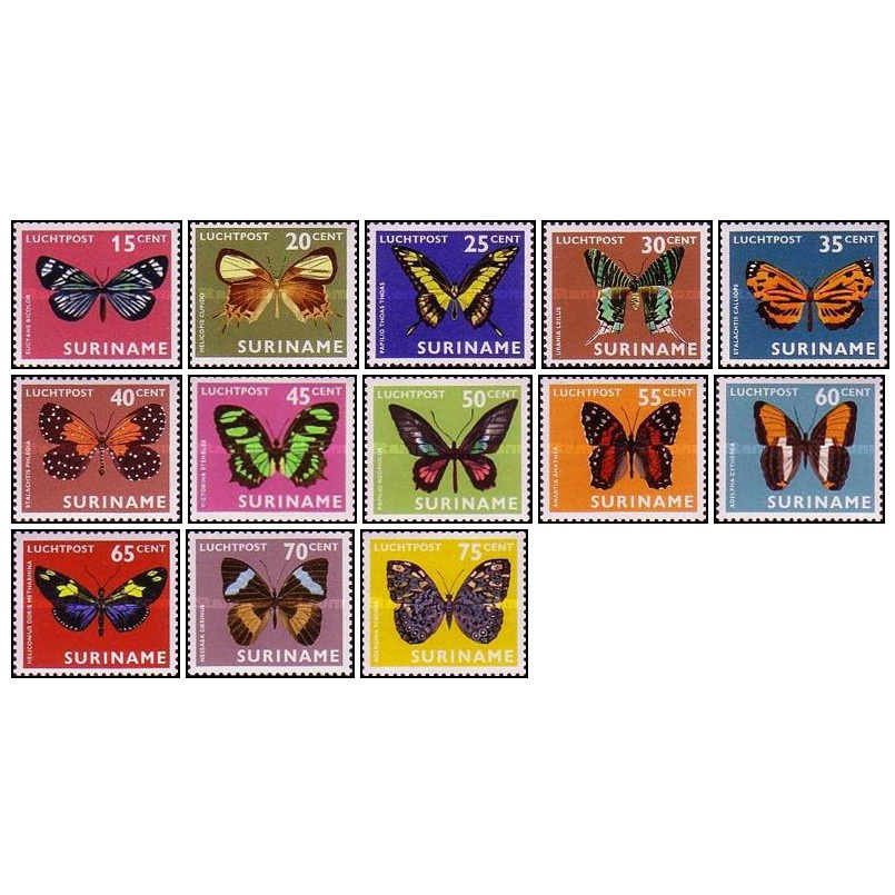 

Ssuriname 16.07.1972 Air Mail - Moths and Butterflies