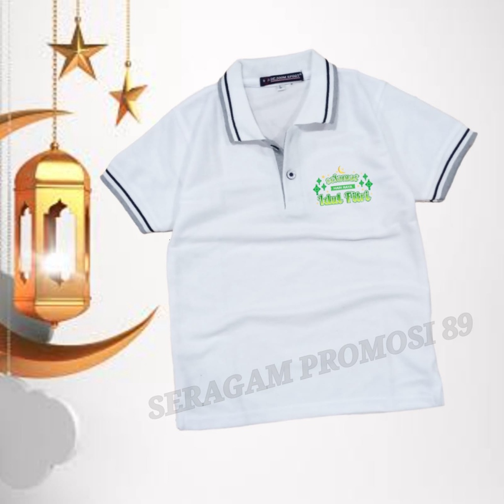 Kaos Kerah Idul Fitri Anak Laki Laki Perempuan Usia 3th-11th/Kaos Lebaran Anak-Anak