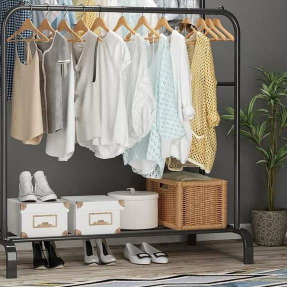 ✰ Greenland Rak Gantungan Baju Rak Standing DOUBLE Clothes Hanger Rak Pakaian Jemuran Baju HSH101 ➨