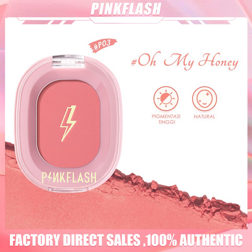 PINKFLASH OhMyPinkFlash OhMyHoney Make Up Blush On Cheek Lit Pressed Blusher Naturally Pigmented  Soft Powder P03