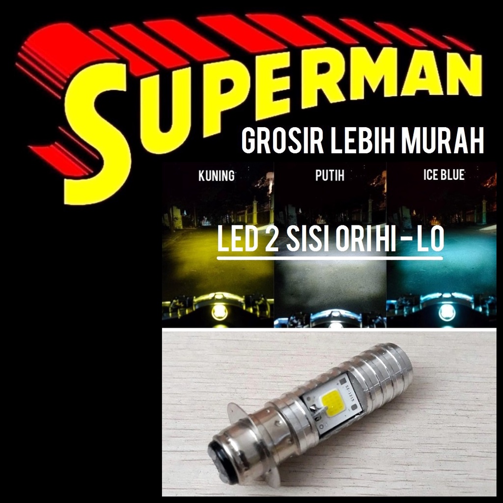 LED H6 2 SISI ASLI ORI lampu utama halogen depan 2 mata putih kuning ice blue universal motor bebek 