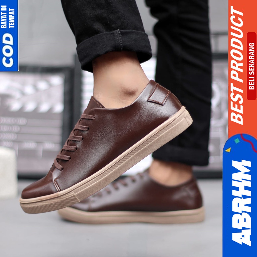 Sepatu Sneakers Pria Casual Hitam Kerja Abraham Dizon