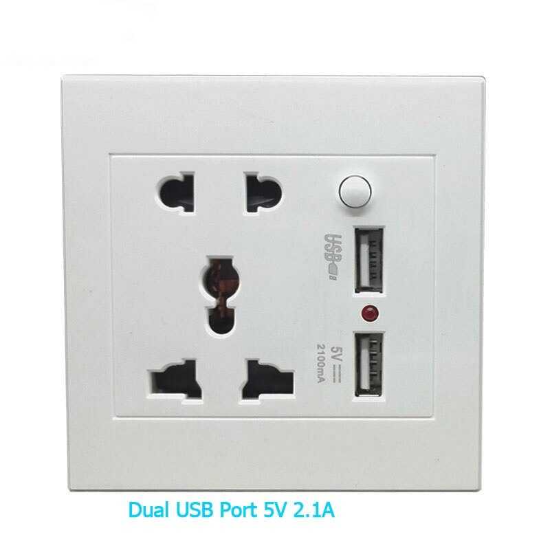 Stop Kontak Universal UK EU US 2 Port USB On Off Switch Soket Listrik Universal Multifungsi Port Charger USB