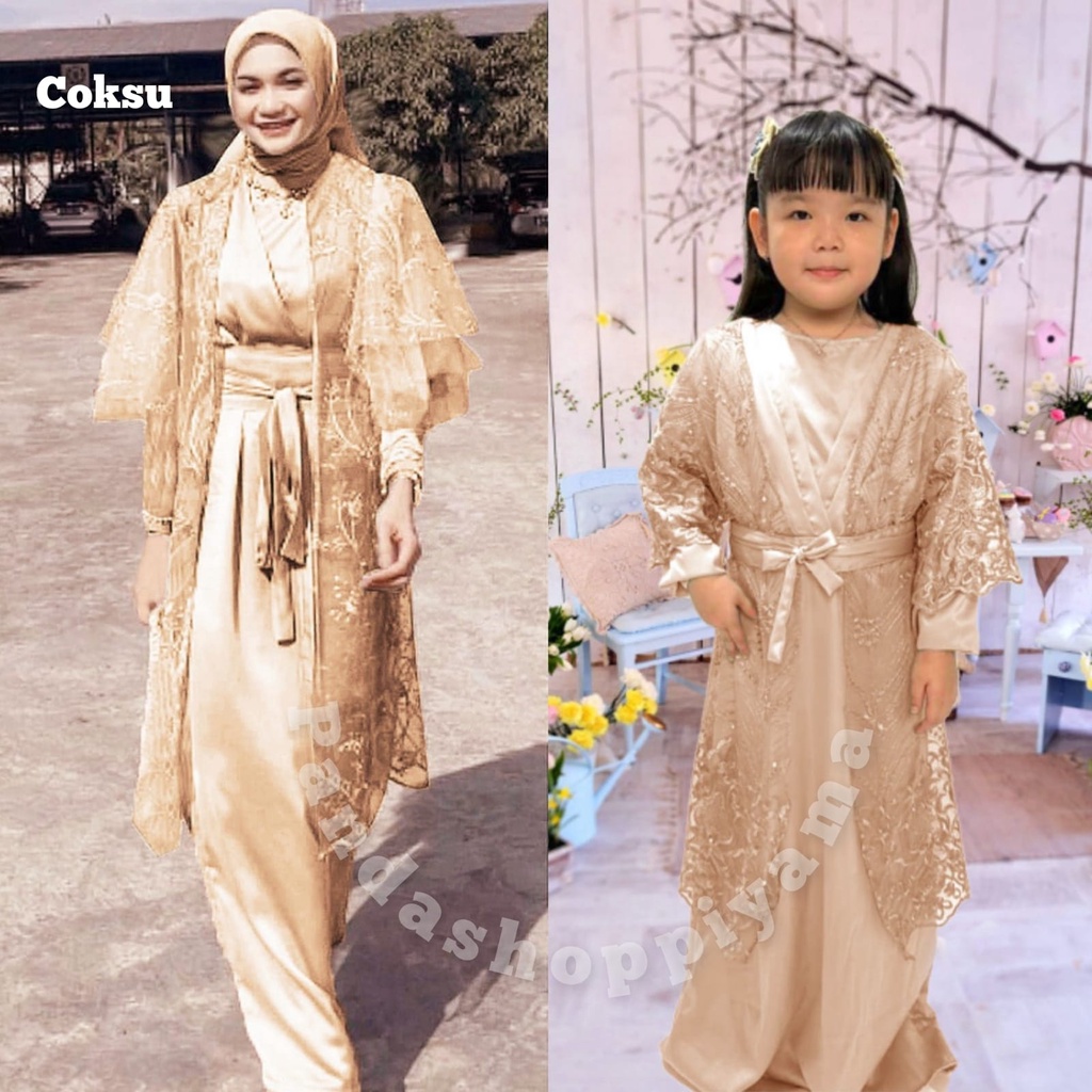 Gamis Terbaru Outer Arabella Couple Ibu dan Anak Brukat Tile Premium/Cardigan Kondangan/Pesta/Dress Remaja