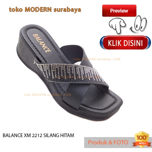 Sandal wanita sandal slide wedges karet murah BALANCE XM 2212 SILANG