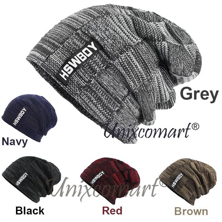 MURAH Kupluk HSWBOY Topi Beanie Dewasa Knitted Hat Bahan Rajut Tebal Bulu