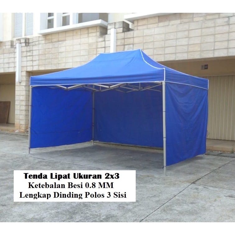 Tenda Lipat Ukuran 2x3 Besi Premium Lengkap Dinding Polos 3 Sisi