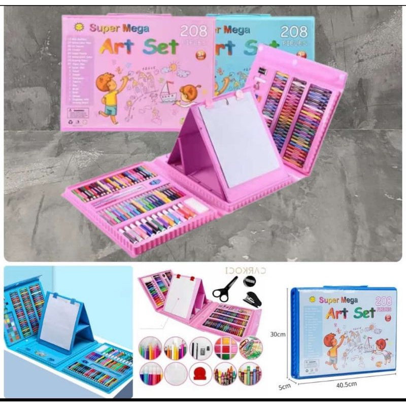 SUPER MEGA SET ALAT GAMBAR ANAK CRAYON GAMBAR PENSIL 208PCS