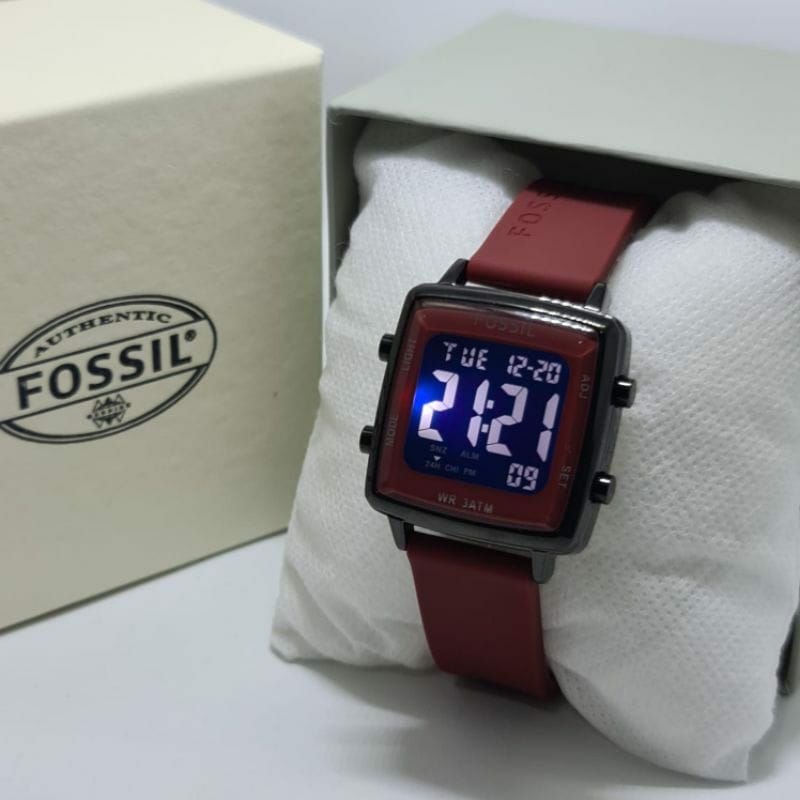 Jam Tangan Fossl Digital Tahan Air Rubber Pria Kasual Bisa COD