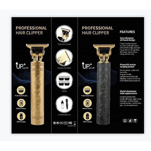 Mesin Alat Cukur Cas Elektrik Gunting Pencukur Bulu Rambut Kepala Kumis Jenggot Vintage T9 Motif Naga Asli