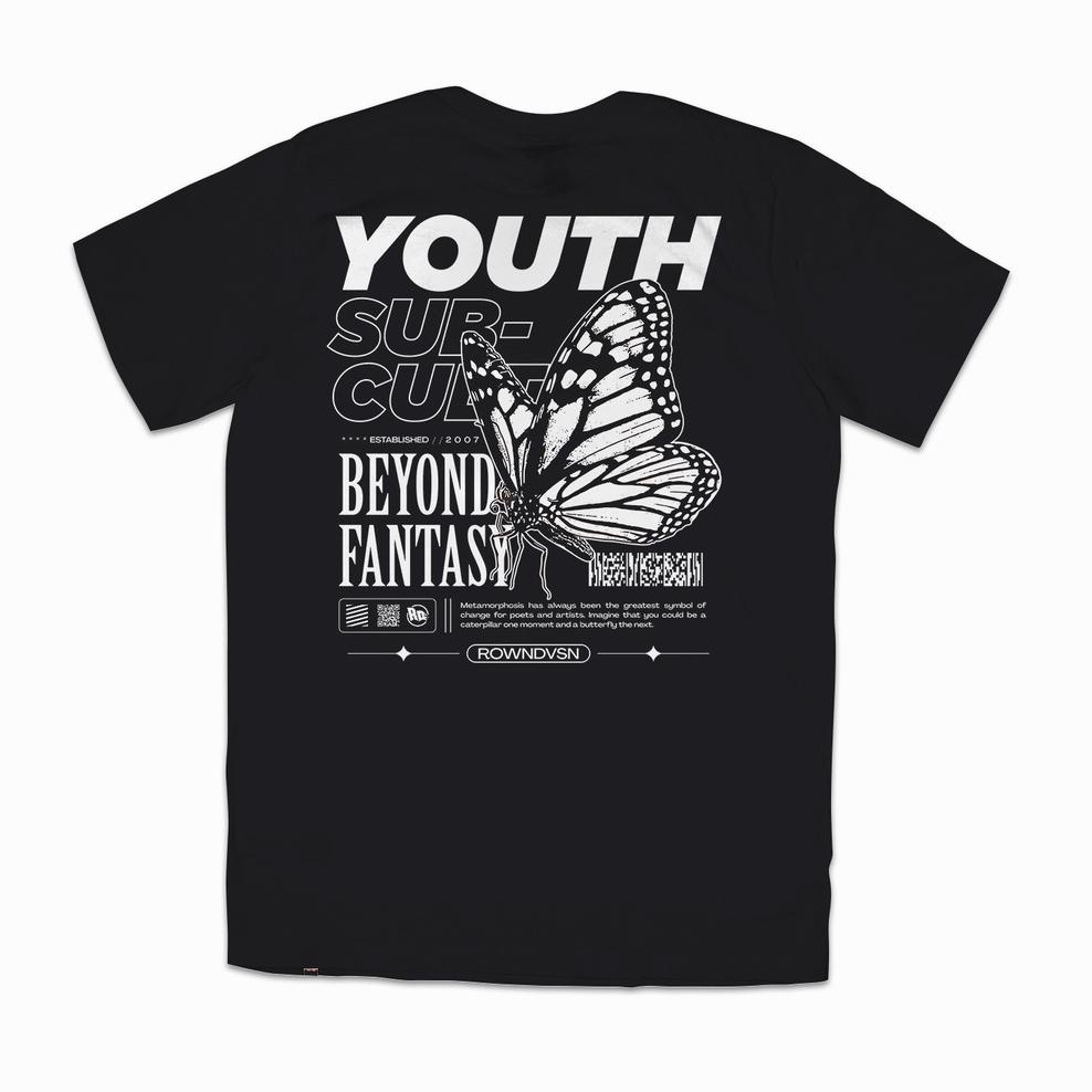 Rown Division Official T-Shirt - Rowndvsn Kaos Monarch Black - TC007 STOK TERBATAS