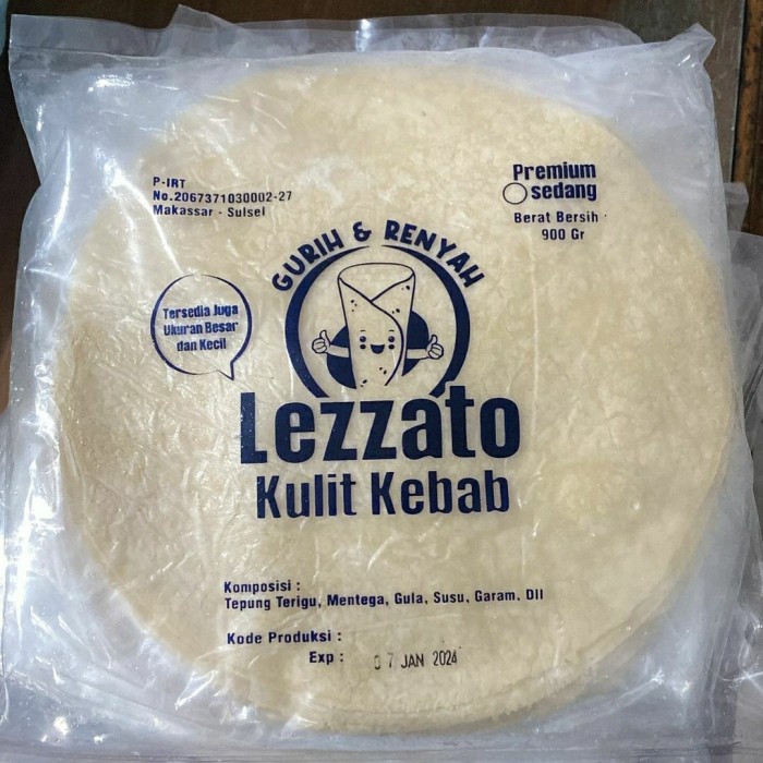 

Kulit kebab lezzato uk sedang isi 20 lembar