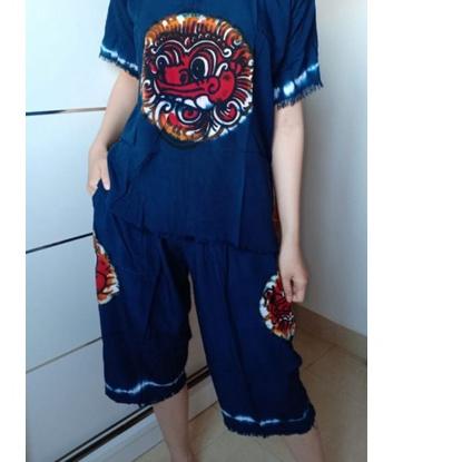 ▼ setelan baju bali lukis barong size M,L, XL, XXL celana 7/8 bahan tebal dan adem ❆