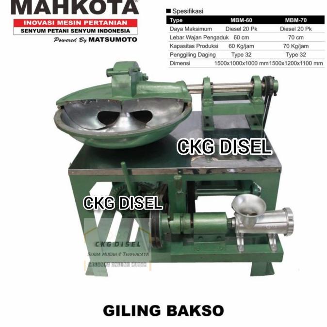 Mesin Giling Bakso Mahkota Mbm-60 + Mesin Diesel