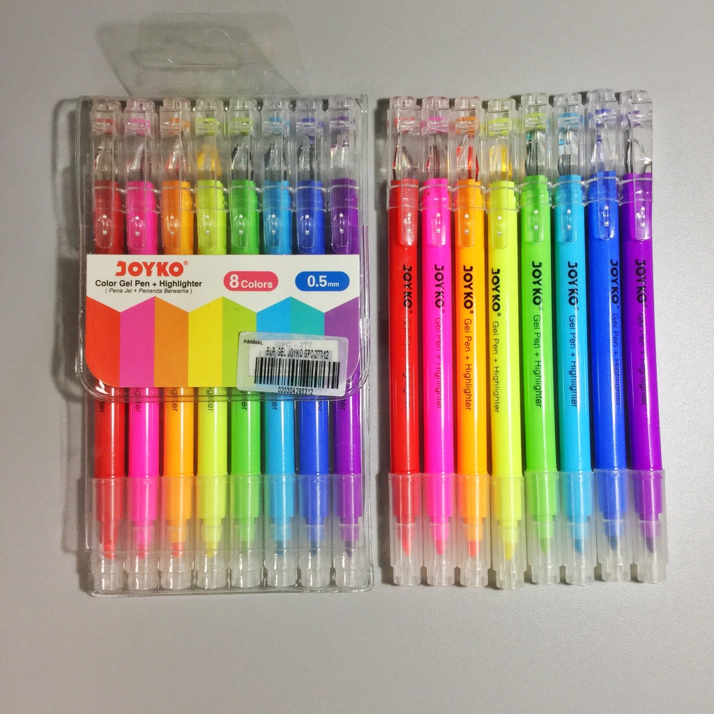 

(SET) Color Gel Pen Pena Jel + Highlighter Penanda Joyko GPC-277 8 Warna / Pena Jel Warna Joyko 0.5mm
