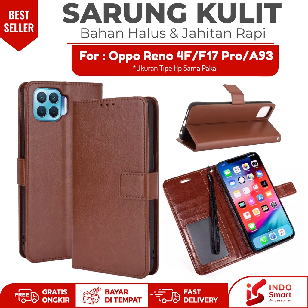 Oppo Reno 4F F17 Pro A93 / Case Oppo Reno4 F Reno 4F F17 Pro A93 / Leather Wallet Case Dompet Sarung
