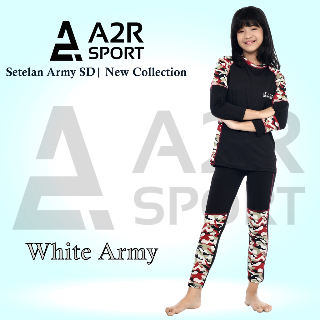 A2R Sport - Setelan Army SD Baju renang anak unisex laki-laki dan perempuan