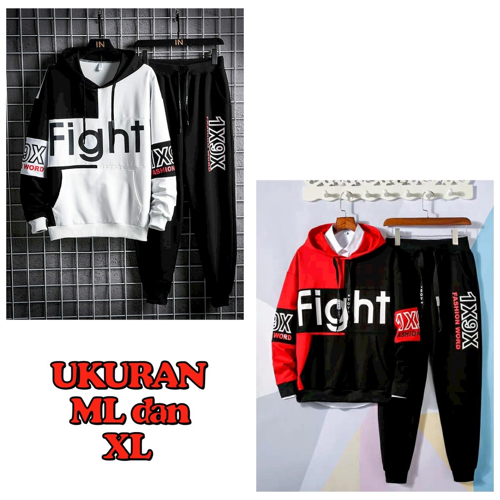 BISA COD - STELAN FIGHT-mukzhop / satu set / sweater  +jogger