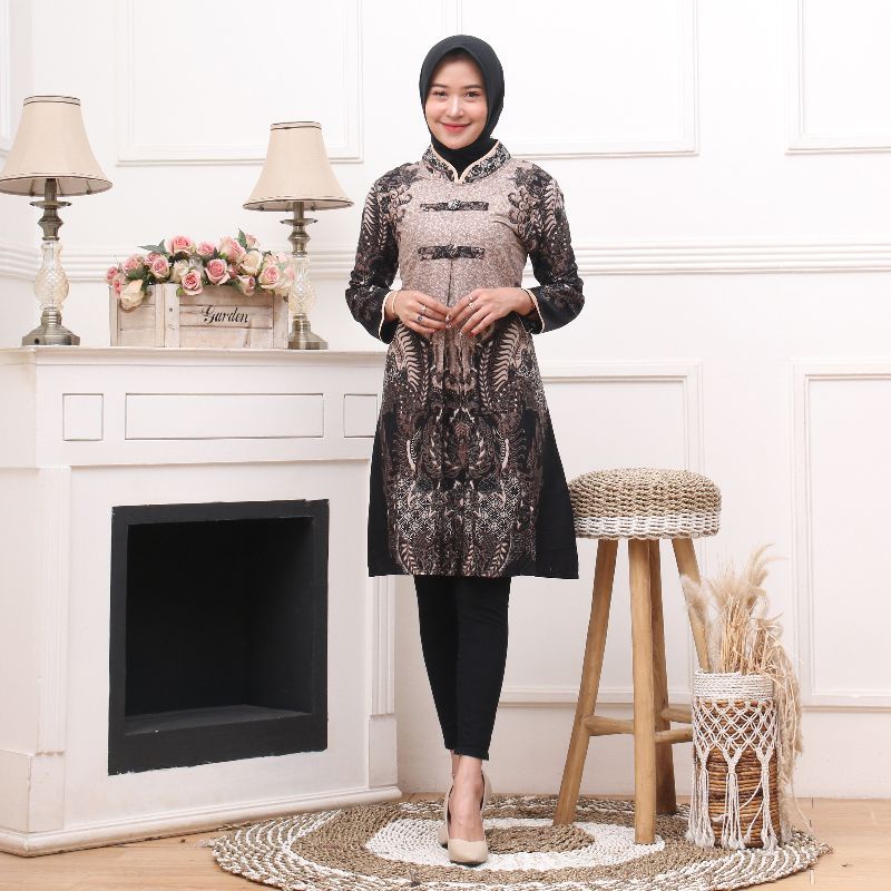 Atasan Batik Coupel Kemeja Tunik mewah modern Tunik batik Kemeja Batik pria lengan panjang