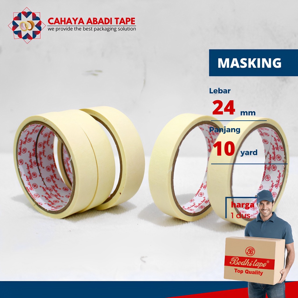 

LAKBAN KERTAS/MASKING BODHI 20MM X 10 YARD ( PER DUS )