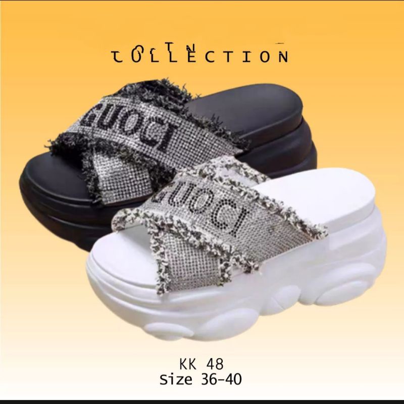 WEDGES SANDAL GUCCI MURAH LUCU SENDAL DATAR MAIN MALL PENDEK MODEL IMPORT