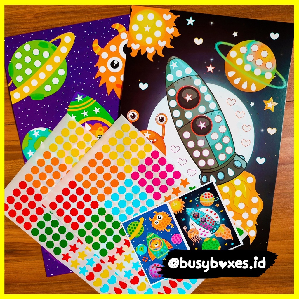 [busyboxes.id] Mainan Edukasi anak 3 tahun aktivitas menempel sticker rainbow seri rocket