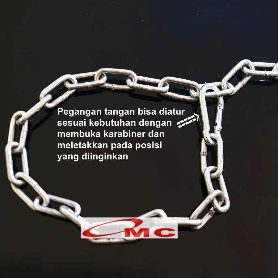 Rantai Anjing Besar Medium Tali Tuntun Besi Galvanis Chain Leash 2 Meter Kuat Anti Karat