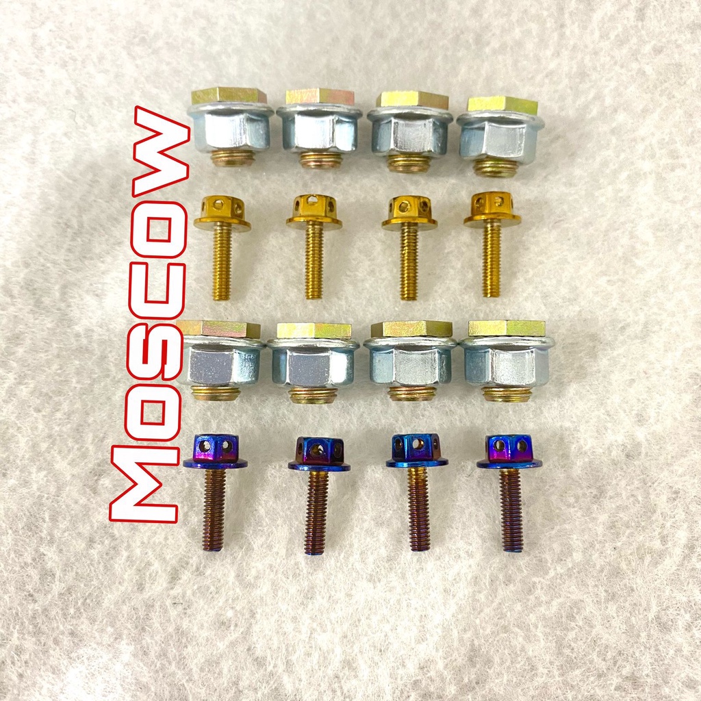 PAKET SET MUR ANTI JEBOL + BAUT PROBOLT VISOR HENG BAKARAN THAILAND GOLD BIRU TWOTONE SET 4BIJI COCOK MOTOR NMAX XMAX AEROX LEXI LEXY ADV 150 ADV150 PNP VISOR KACA DEPAN BAUT VISOR STAINLES