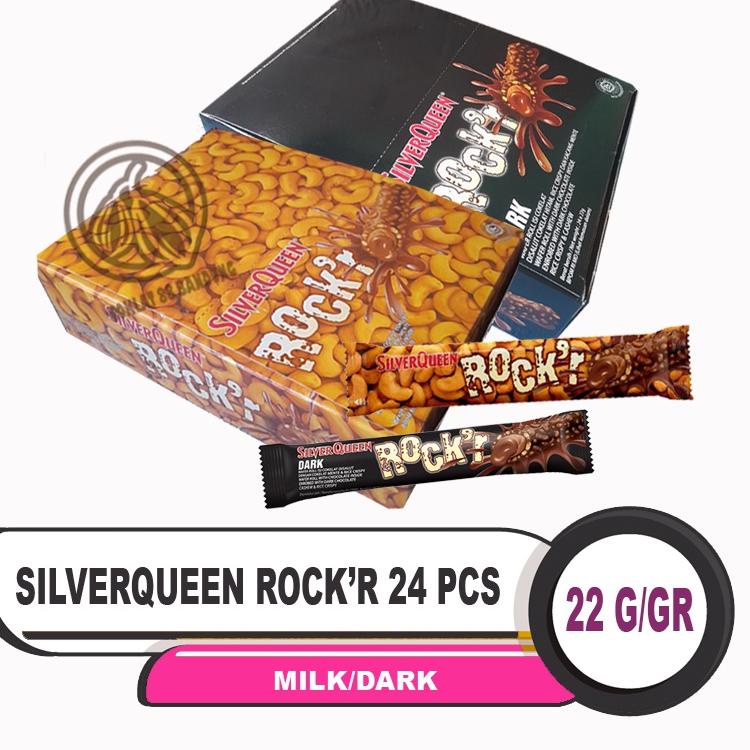 

☝ Silverqueen Rock'R 22gr/gram X 24pcs - Cokelat Silver Queen Rockr Milk Dark Coklat 22 gr Isi 24 pcs/box ❂