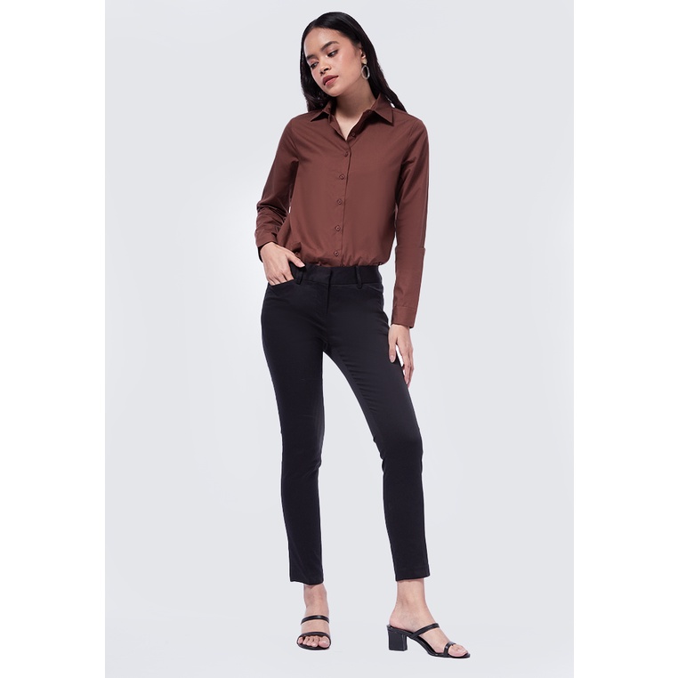 Executive Basic Skinny Med Rise Manhattan Editor Pants Black