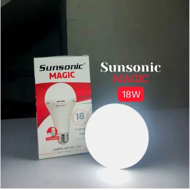SUNSONIC LAMPU LED EMERGENCY MAGIC 7W 9W 12W 18W AC DC SUNSONIC 7 Watt 9Watt 12 Watt 18Watt Listrik Padam Otomatis Nyala