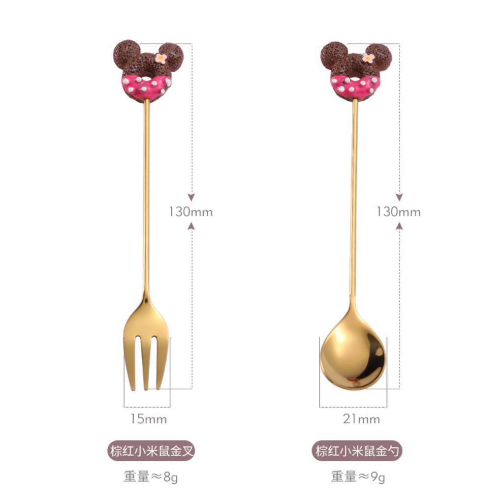Sendok Garpu Buah Mini Karakter Mickey Mouse Minnie Mouse