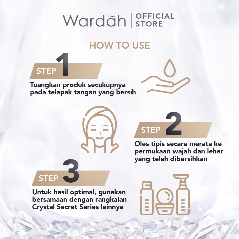 WARDAH Crystal Secret Brightening Day Cream Indonesia / Pelembab Wajah 9ml 15ml 30g / SPF 35 PA+++ / With Alpha Arbutin Edelweiss Extract / Moisturizes And Protects Skin From UVA/UVB Crystal Bright Skin / Skincare Face Care Series / Pagi Malam Night Krim