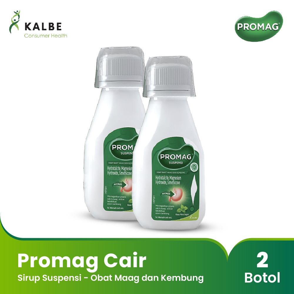 Promag Cair (Sirup Suspensi) Obat Maag dan Kembung kemasan Botol 60 mL