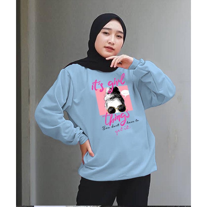 Kaos Lengan Panjang DTF IT'S GIRL Warna Baru / Kaos Sweatshirt / Atasan Wanita / Atasan Wanita Lengan Panjang